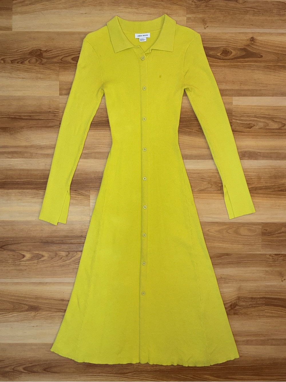 Pale Lime Green Ribbed Midi Dress